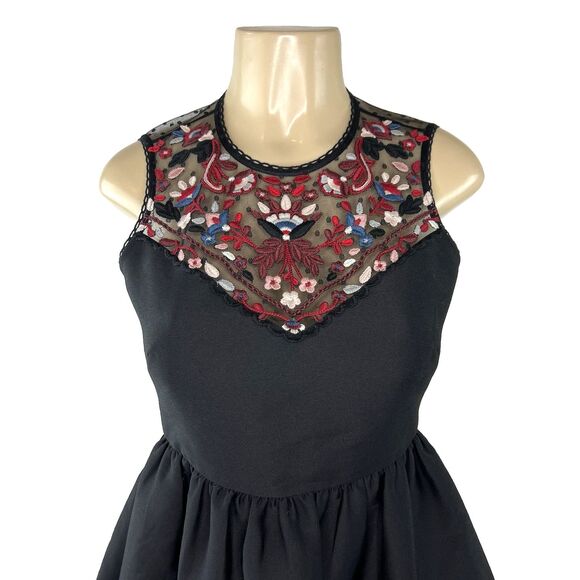 Kate Spade Embroidered Mikado Dress Size 2 Black Floral Cocktail Fit And Flare - Picture 5 of 14